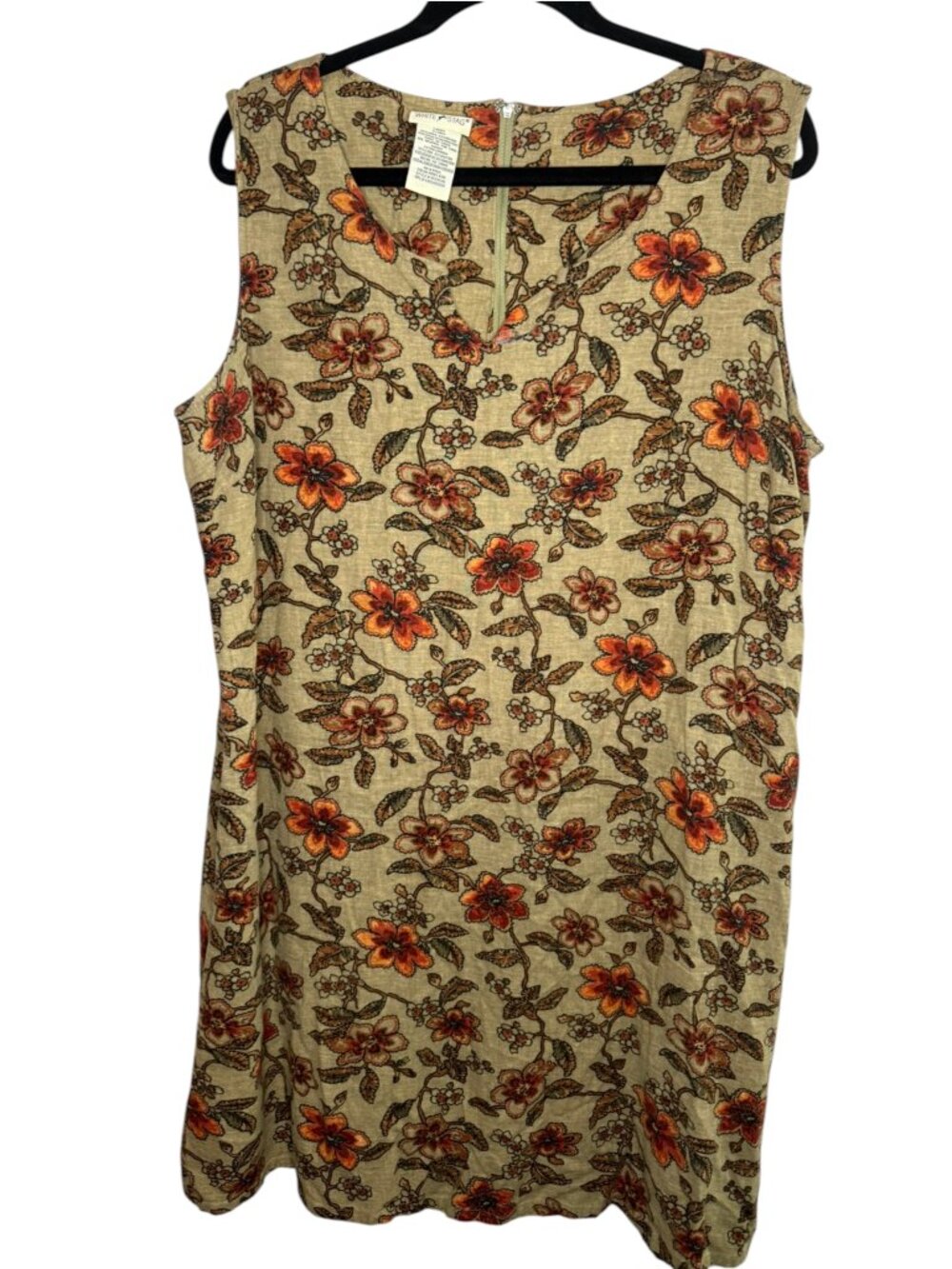 Vintage White Stag Linen Blend Sleeveless Dress XL